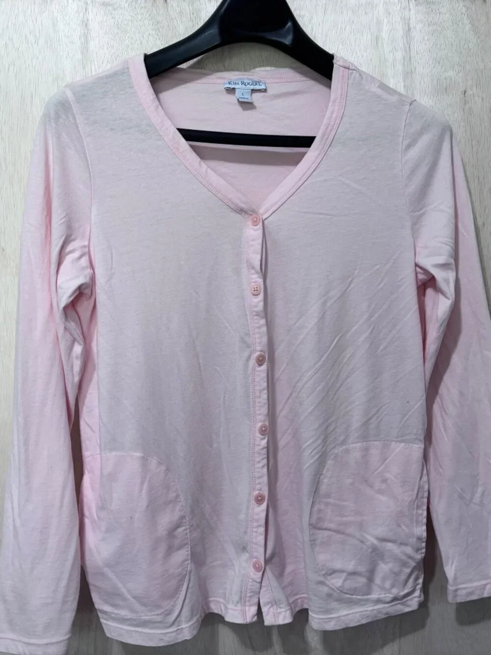 Baby pink Kim Roger’s Pajama Top with pockets size L